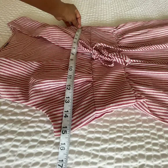 Pink White Stripe Midi Dress Size 6 Sleeveless V-Neck Tie Front Summer Sun Dress - Picture 7 of 9